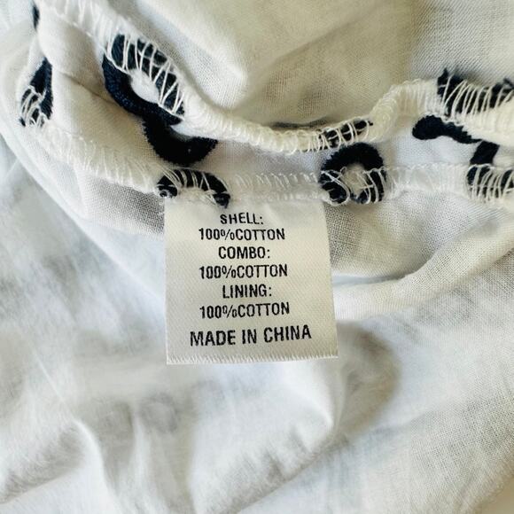 Duffield Lane Eyelet Bridgeport White Navy Tunic Shift Dress Size Large Nautical - Picture 6 of 8